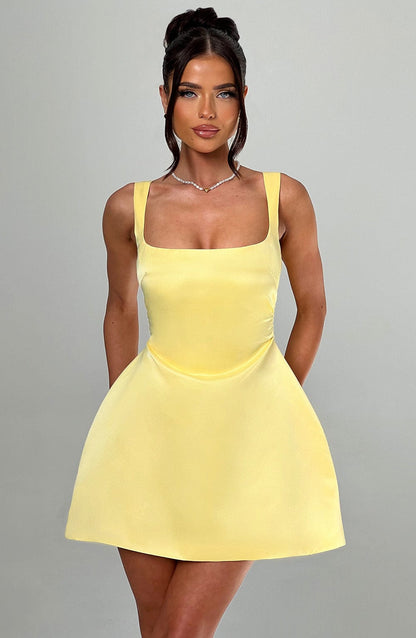 Sofie Mini Elbise - Limon Sarısı
