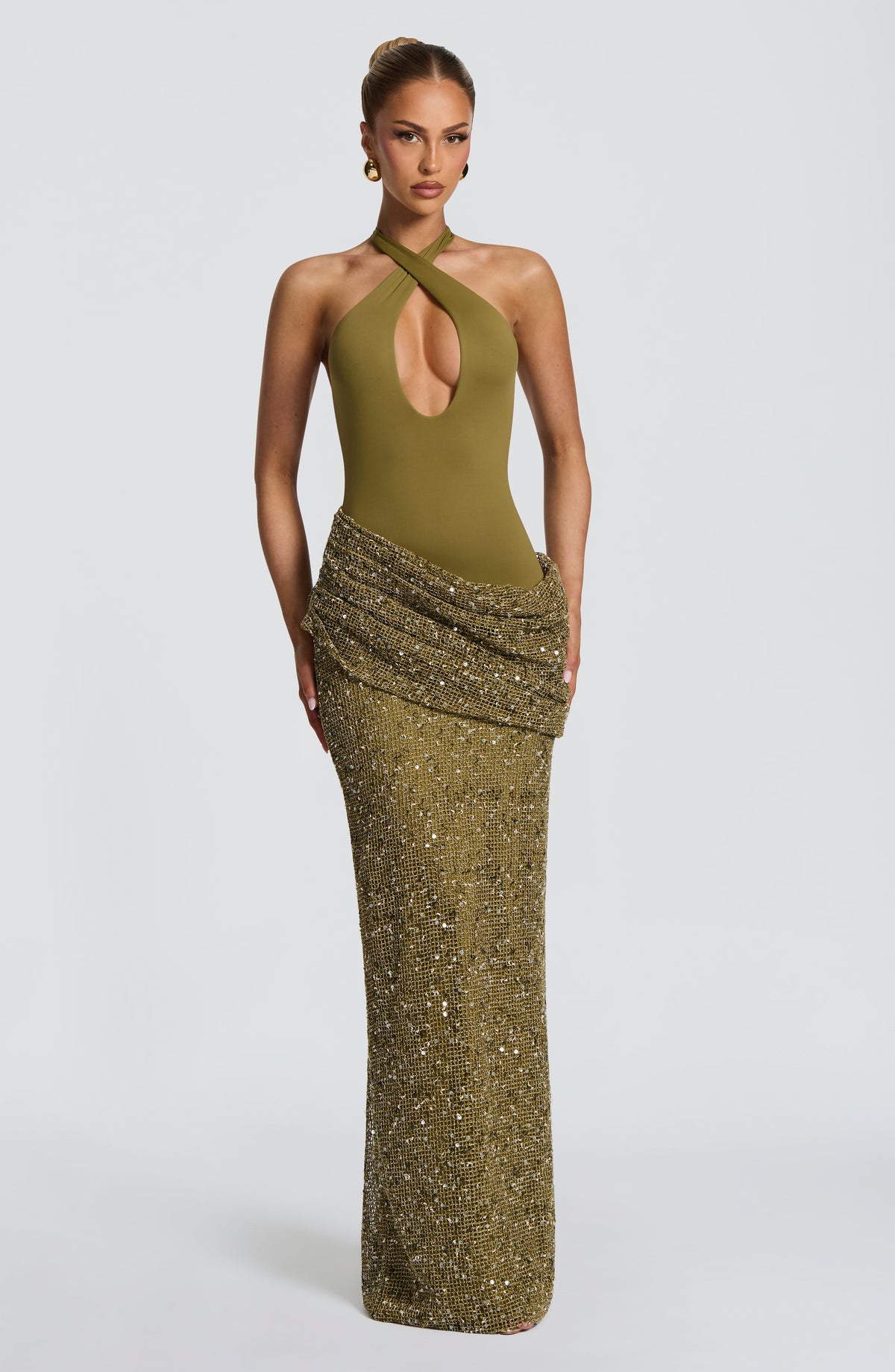 Solea Maxi Elbise - Koyu Haki