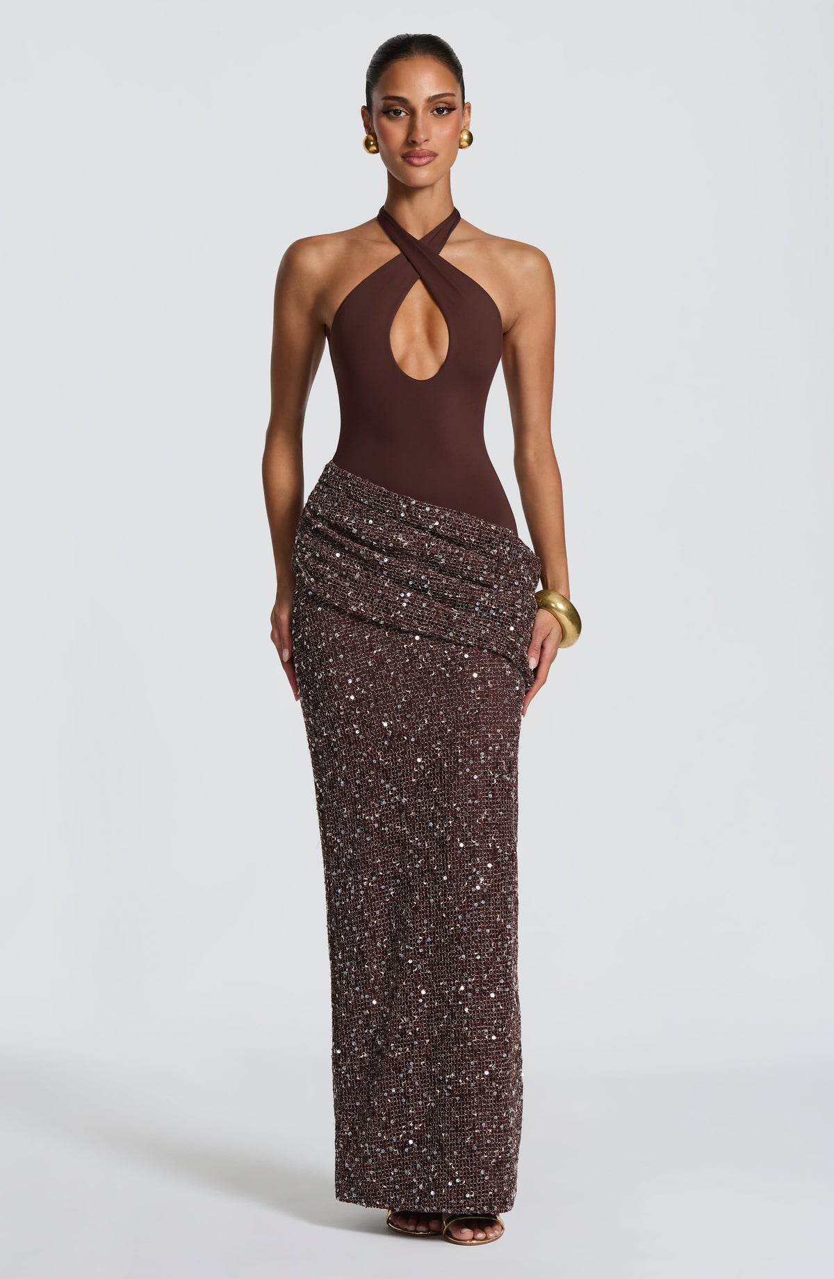 Solea Maxi Elbise - Mürdüm Kahve