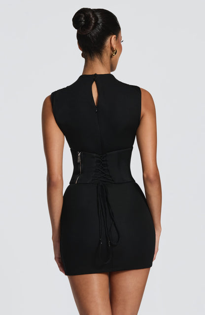 Soline Mini Elbise - Siyah