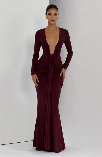 Tara Maxi Elbise - Vişne Çürüğü