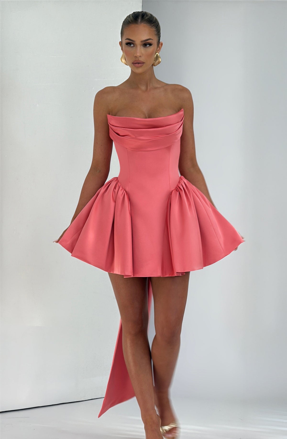 Trinity Mini Elbise - Mercan Pembesi