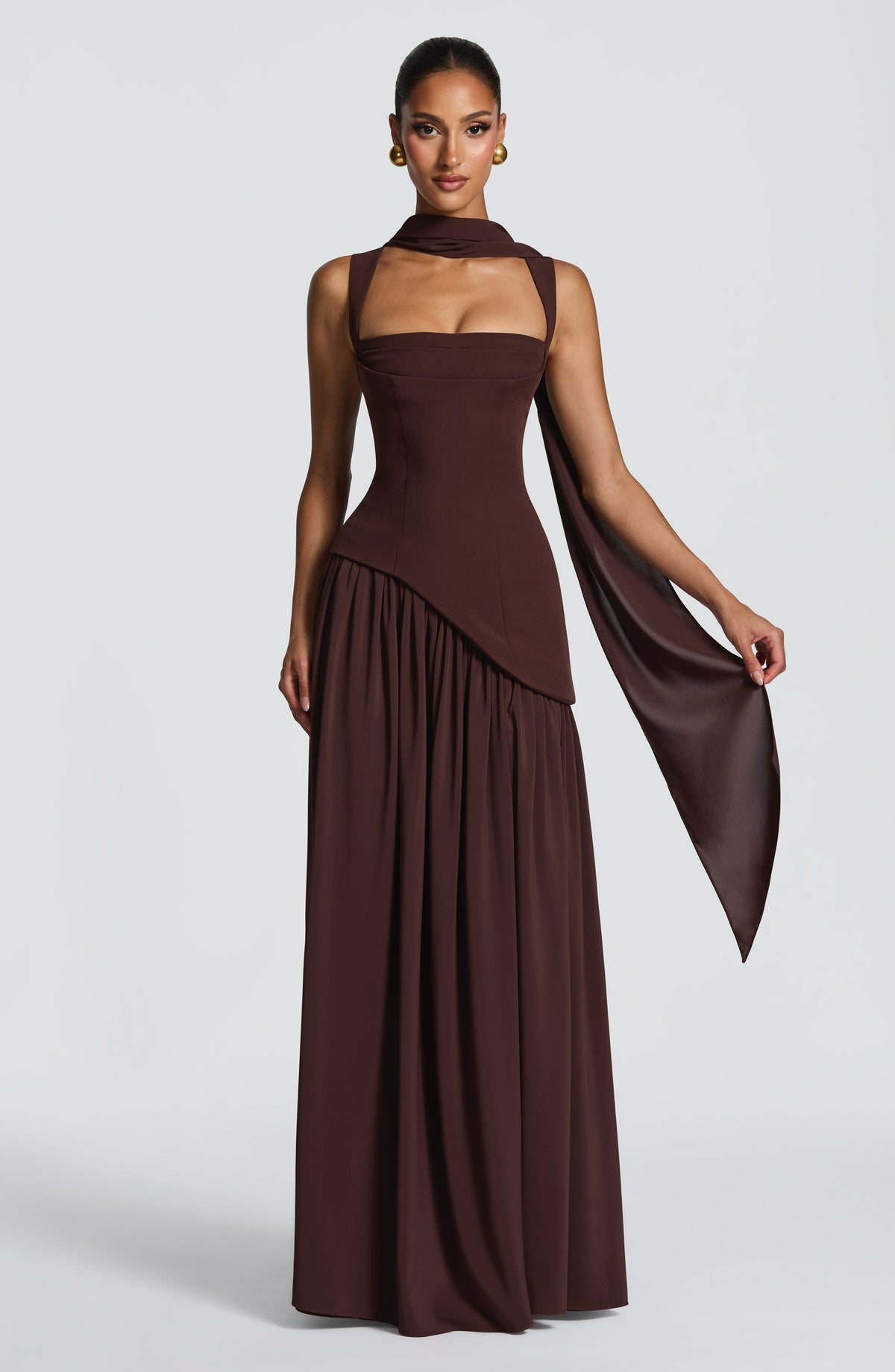 Tullulah Maxi Elbise - Mürdüm Kahve