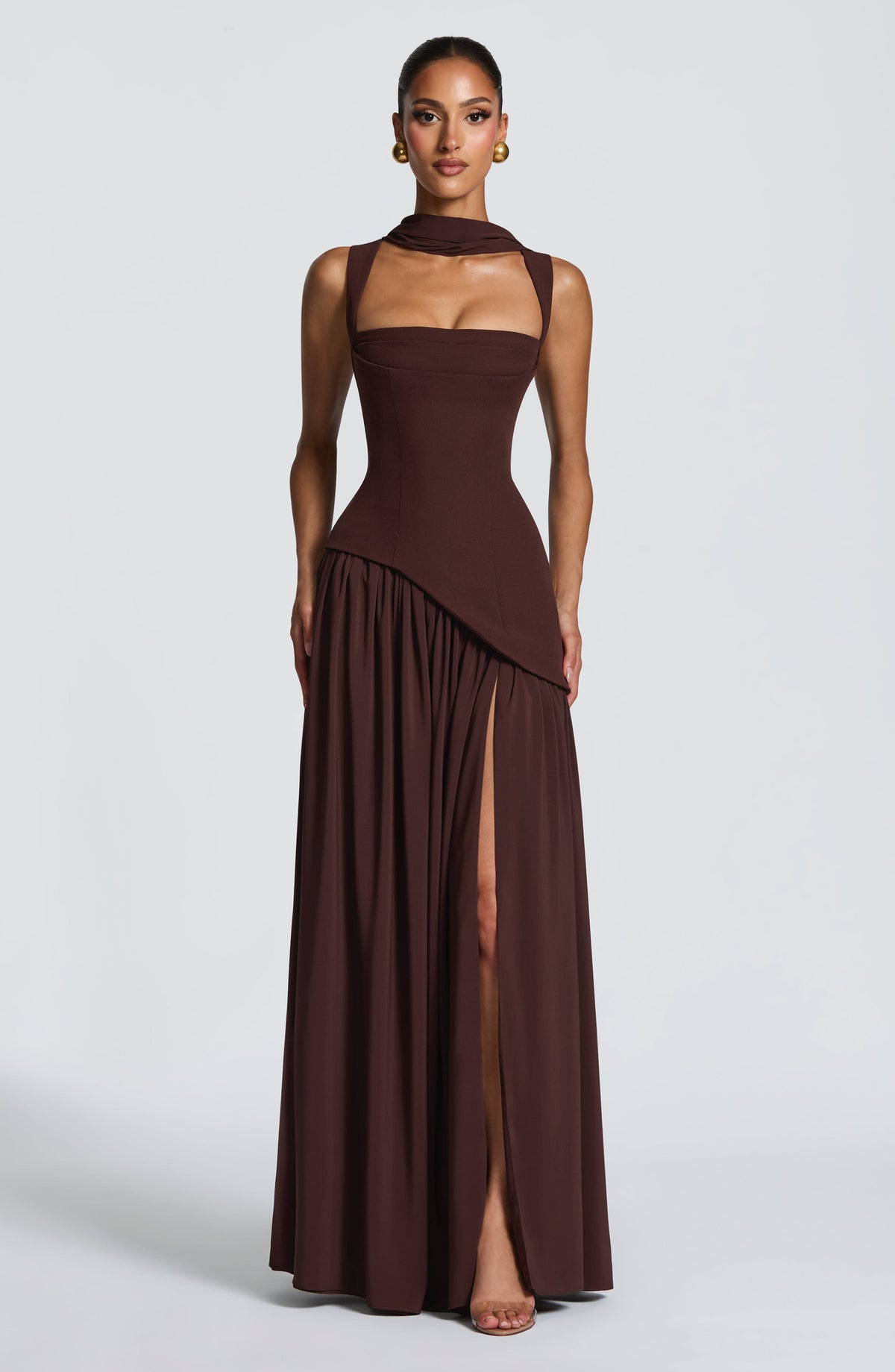 Tullulah Maxi Elbise - Mürdüm Kahve