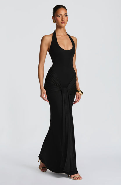 Veneda Maxi Elbise - Siyah
