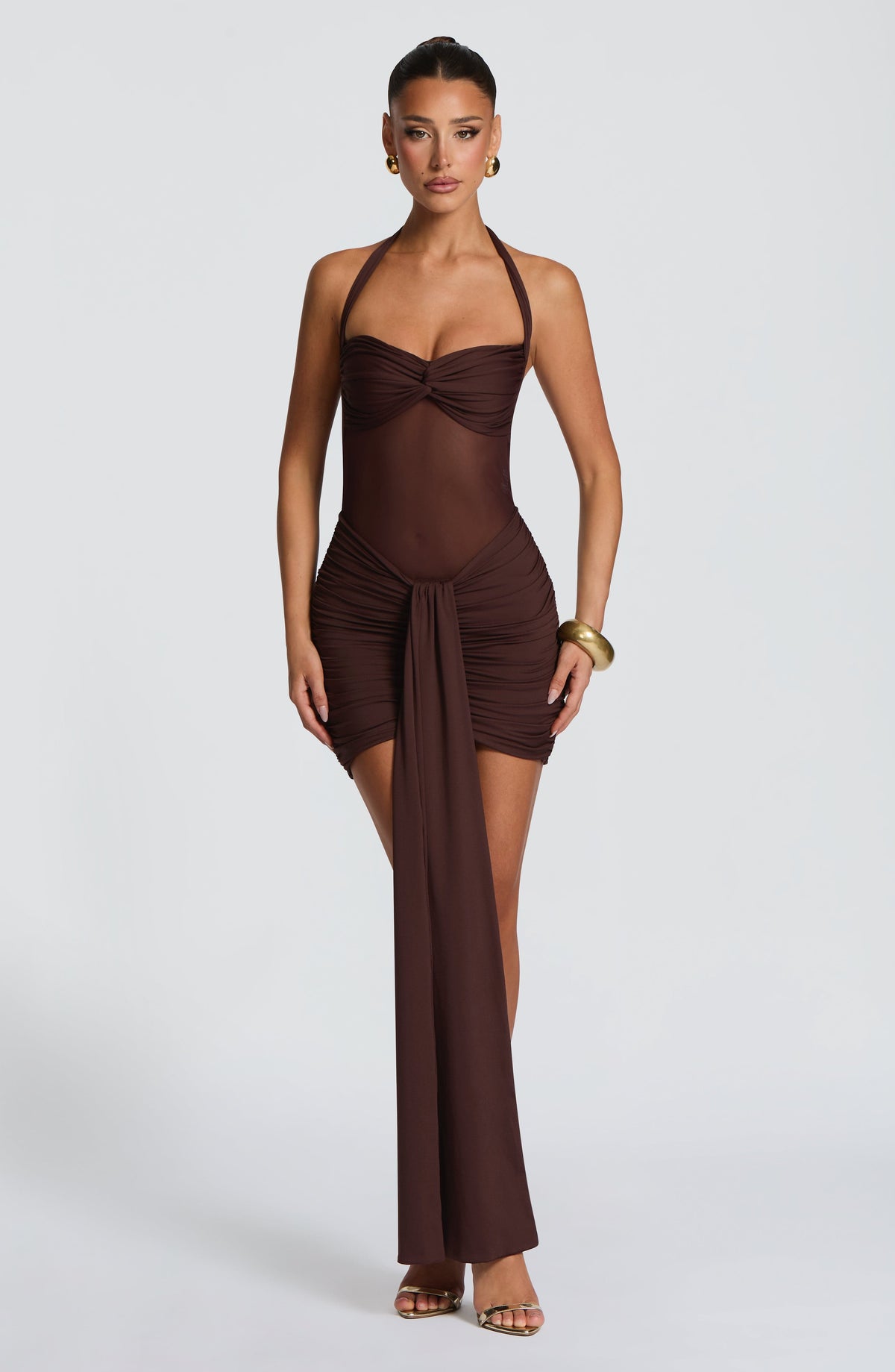 Vixen Mini Elbise - Mürdüm Kahve