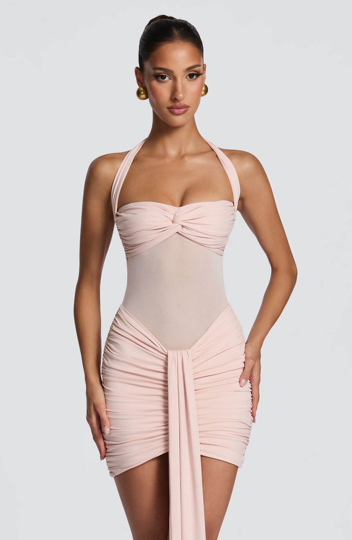 Vixen Mini Elbise - Yumuşak Pudra