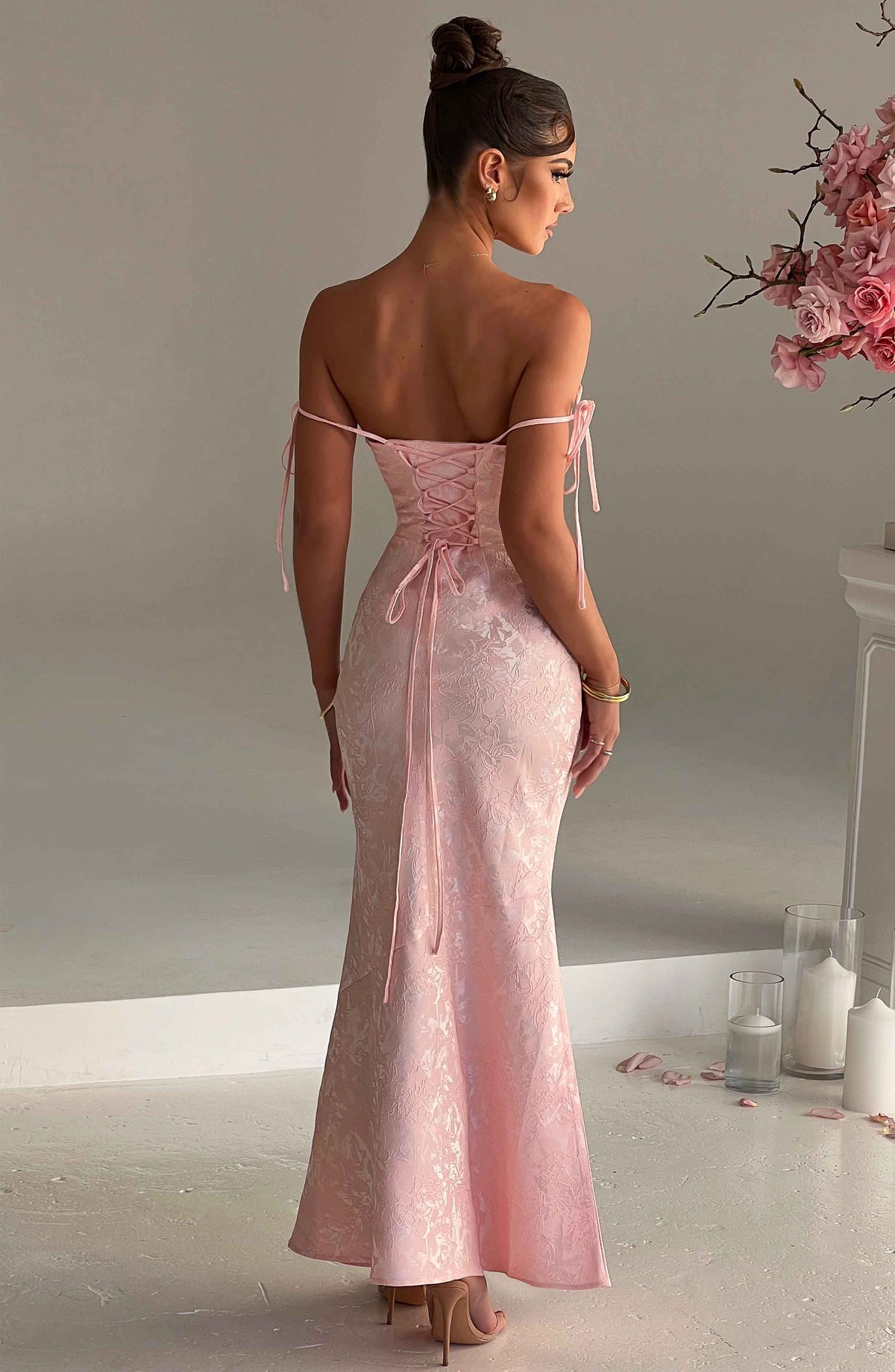 Whitney Maxi Elbise - Pudra