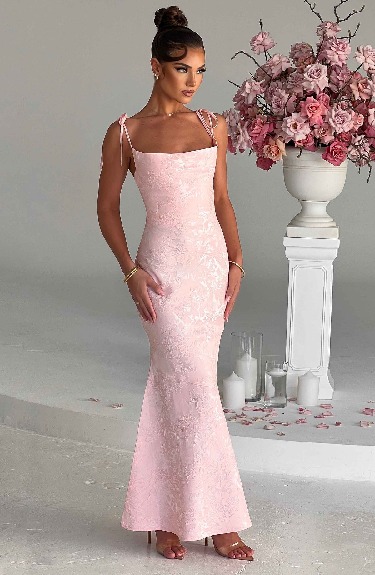 Whitney Maxi Elbise - Pudra