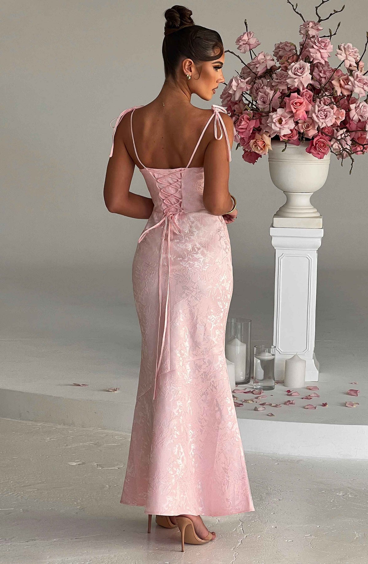 Whitney Maxi Elbise - Pudra