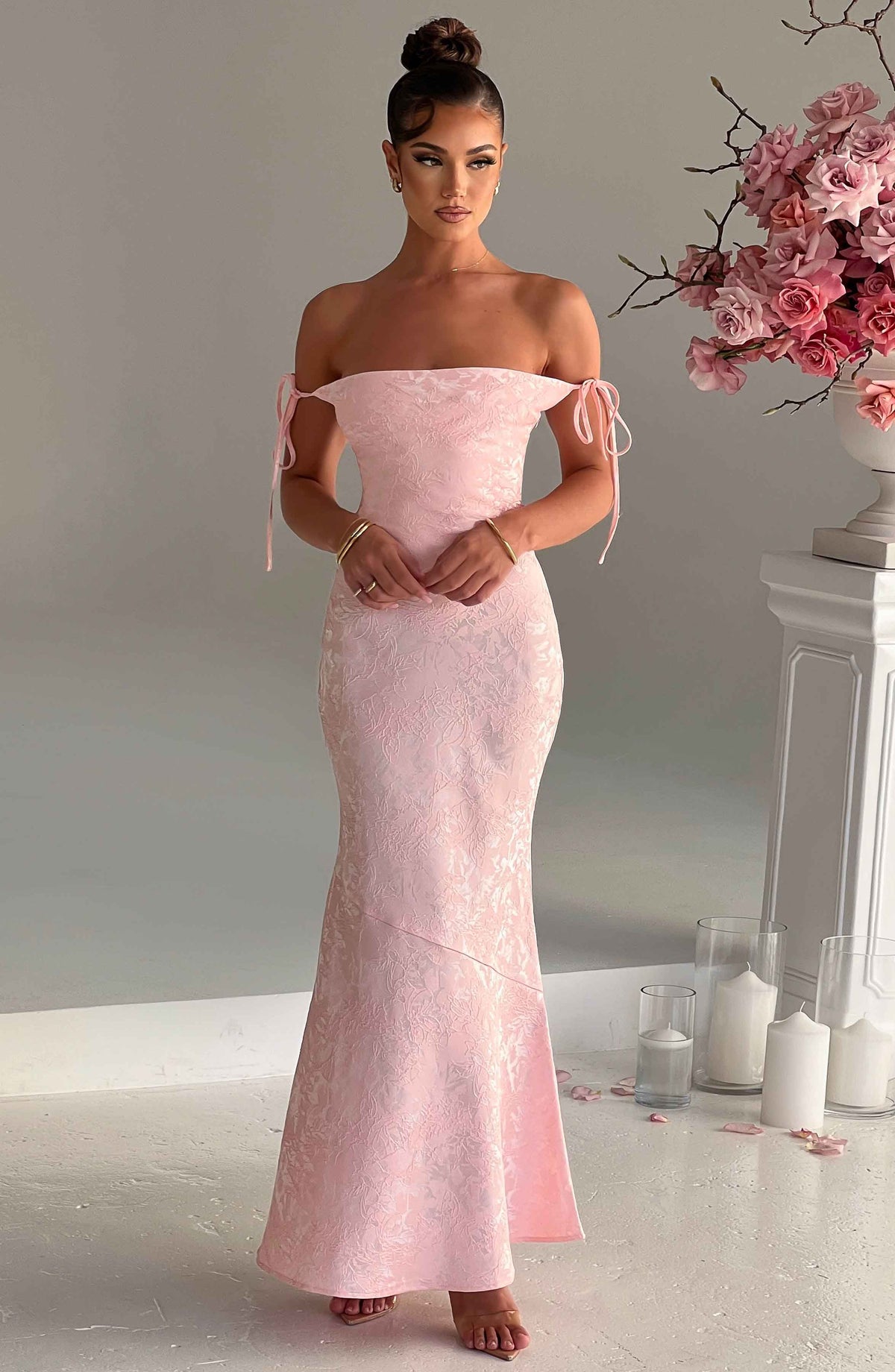 Whitney Maxi Elbise - Pudra