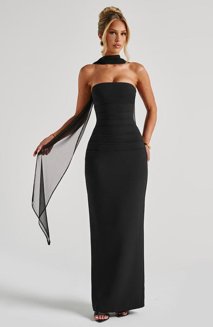 Yulia Maxi Elbise - Siyah